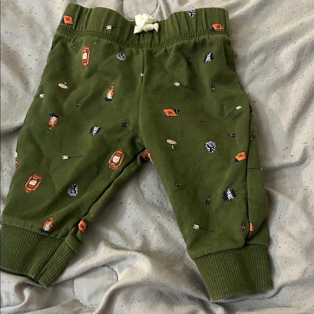 Green Baby Pants with Fun Print